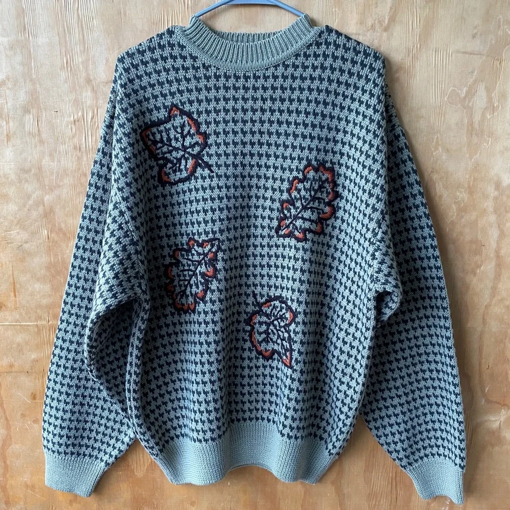 Paul Smith Wool Crewneck Autumn Fall Leaf Vintage Sweater Size 3 - Picture 7 of 7